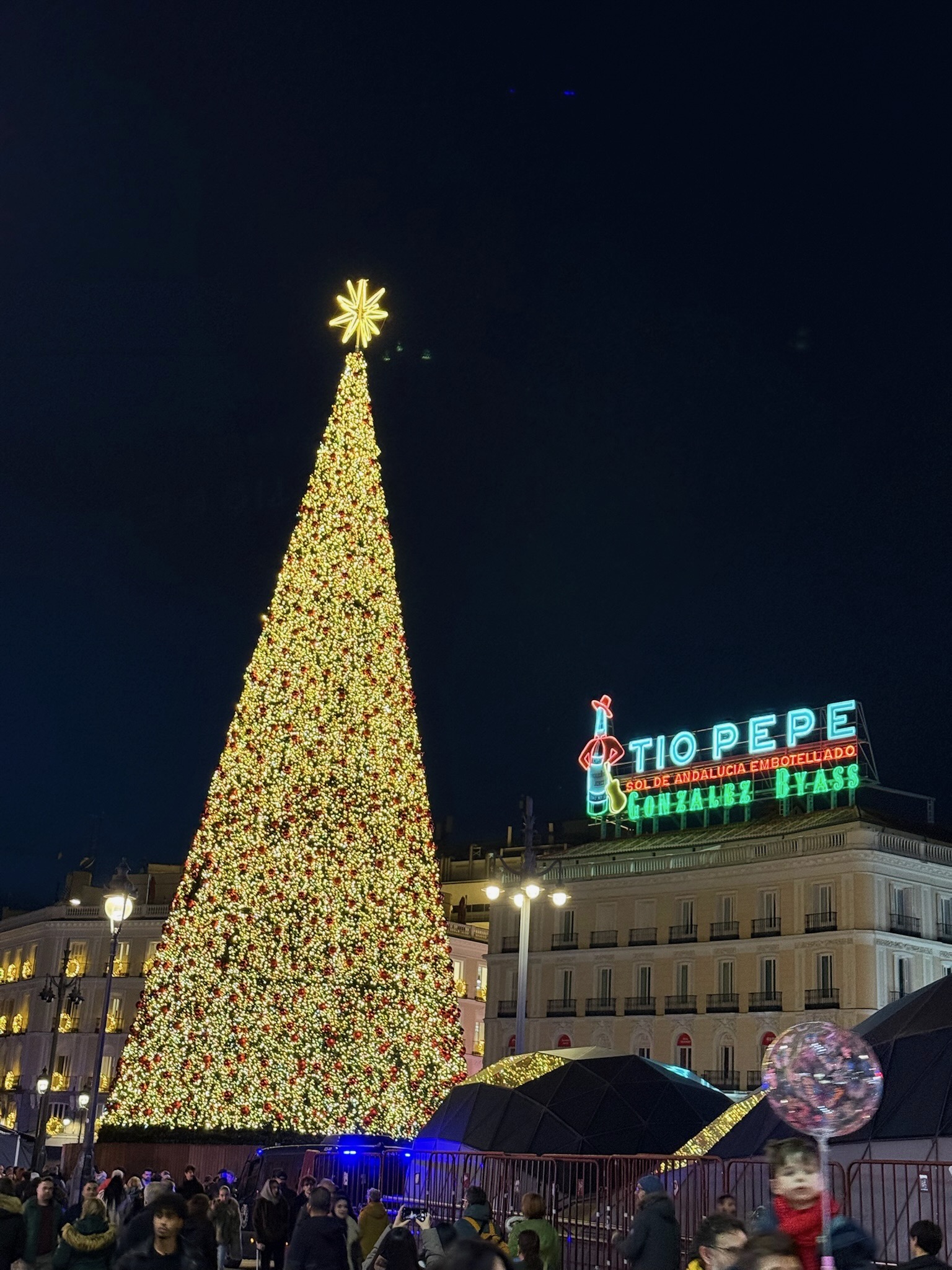 Madrid street decorated for the holidays